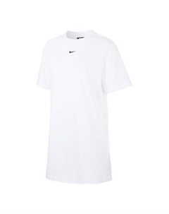 Платье спортивное, базовое, с вышитым логотипом, трикотажное, с коротким рукавом,, белый Nike