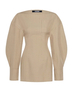 Коллекция осень/зима 2024 года. Платье с длинными рукавами для женщин. БЕЖЕВЫЙ / светло-коричневый Jacquemus