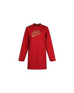 Женское платье с длинными рукавами и принтом логотипа, красное Nike