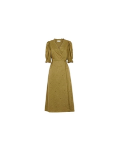 Платье с короткими рукавами женское оливково-зеленое Coach