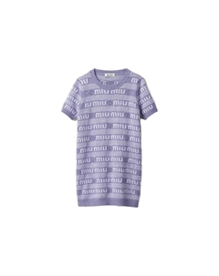 Платье с короткими рукавами, фиолетовый Miu miu