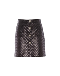 Кожаная юбка женская, черный Miu miu
