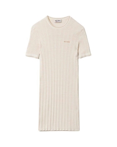 Платье с короткими рукавами женское бежевое Miu miu