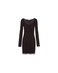 Платье с длинными рукавами, черный Miu miu