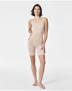Утягивающее боди с бретелями до середины ног, бежевый Spanx