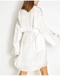 Женский халат с кружевом и бантом на талии, цвет Crema Selmark