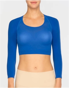 Женская короткая базовая майка полупрозрачного трикотажа, синий Spanx