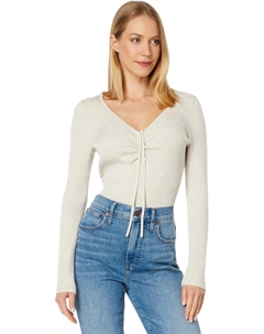 Тонкий пуловер Ibiza с V-образным вырезом и завязками, цвет Heather Stone Madewell