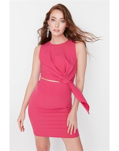 Вечернее платье фуксии с оборками, розовый Trendyol