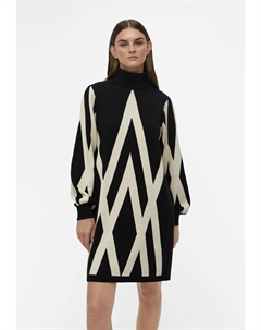 Платье OBJRAY L S ROLLNECK AOP NOOS, черный Object
