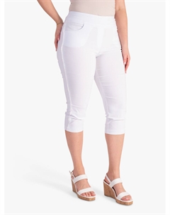 Укороченные брюки-капри с круговой отделкой, белый Chesca