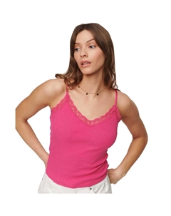 Футболка Essential Rib Lace Sleeveless V Neck, розовый Superdry