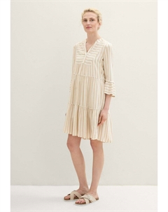 Повседневное платье MIT STREIFEN, бежевый Tom tailor