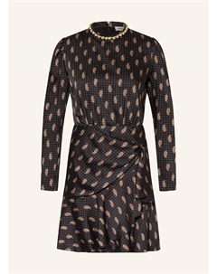 Платье с драгоценными камнями и воланами, коричневый Sandro