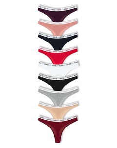 Базовые женские трусики-стринги из хлопка с эластичной резинкой на талии, 9 предметов Hnx