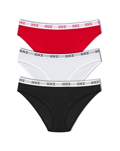 Базовые женские трусики из хлопчатобумажной резинки с надписью на талии, 3 предмета, смешанный ассортимент Hnx