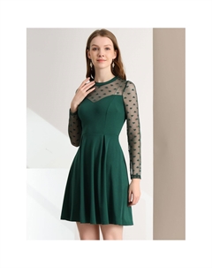 Женское прозрачное сетчатое короткое платье трапециевидной формы для выпускного в горошек с сердечками, светло-фиолетовый Allegra k