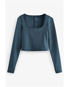 Топ Active с длинными рукавами и квадратным вырезом, синий Next