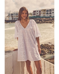 Мини платье из 100% хлопка с вышивкой, белый Next