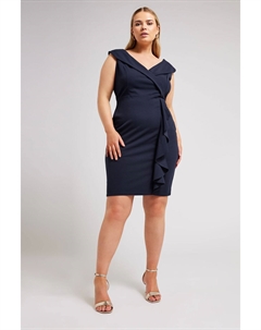 Платье рубашка в стиле лондонского смокинга с оборками, синий Yours curve