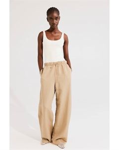 Брюки без застежки из смесового льна, бежевый H&m