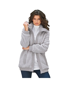 Женское пальто-бомбер из фактурного флиса больших размеров Roaman, цвет Heather Grey Roaman's