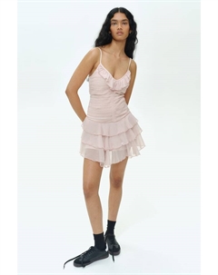 Шифоновое платье с многоярусной юбкой, розовый H&m