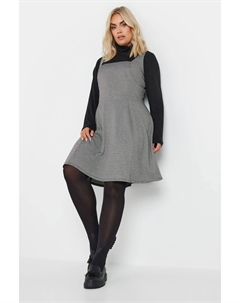 Платье сарафан с квадратным вырезом и узором «собачья лапка», черный Yours curve