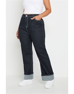 Джинсы с широкими штанинами и подгибом, синий Yours curve