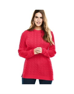 Женщина в женском свитере с круглым вырезом и пуловере вязанной вязки больших размеров, цвет Vivid Red Woman within