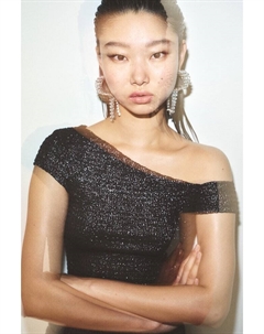 Топ на одно плечо со сборками, черный H&m