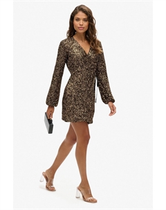 Мини платье с запахом и пайетками, золотой Superdry
