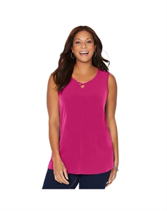 Женская вневременная туника-майка с перекрещенными перекрещивающимися ушками и бретельками-майкой Caterinas больших размеров, цвет Deep Tango Pink Catherine's