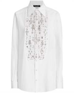 Рубашка, украшенная стразами, белый Dolce&gabbana