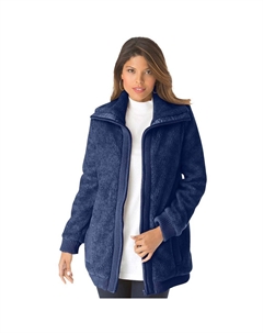 Женское пальто-бомбер из фактурного флиса больших размеров Roaman, цвет Evening Blue Roaman's