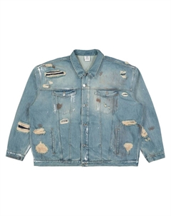 Джинсовая куртка с рваными деталями, синий Vetements