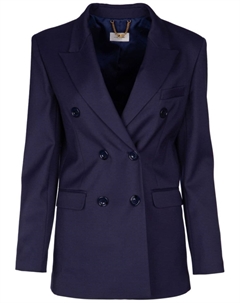 Двубортный пиджак с заостренными лацканами, синий Elisabetta franchi