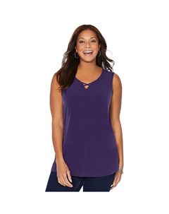 Женская вневременная туника-майка с перекрещенными перекрещивающимися ушками и бретельками-майкой Caterinas больших размеров, цвет Deep Grape Catherine's