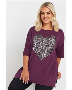 Футболка с украшением в виде сердца, фиолетовый Yours curve
