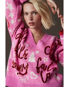 Вязаный рождественский джемпер, розовый Next