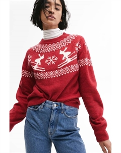 Свитер с жаккардовым мотивом, красный H&m