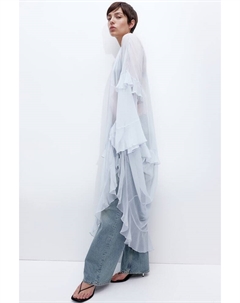 Шифоновое платье с воланами, голубой H&m