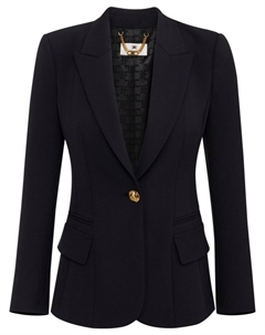 Креповый блейзер с острыми лацканами, черный Elisabetta franchi