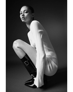 Облегающее платье из трикотажа в рубчик, белый H&m