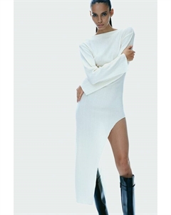 Асимметричное платье в рубчик, бежевый H&m