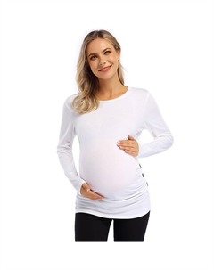 Рубашки для беременных, женские топы с V-образным вырезом и боковой пуговицей, топы больших размеров для женщин, рубашки больших размеров для беременных, белый Coolmee
