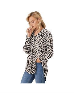 Женская туника больших размеров с v-образным вырезом и вырезом, цвет Stone Black Print Ellos