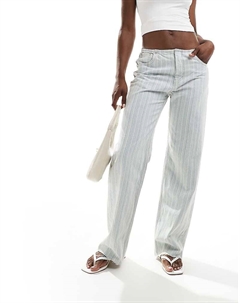 Сине-белые джинсы с низкой посадкой и контрастной полоской Pull & bear