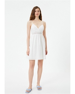Повседневное платье MINI STRAPS HEART NECK CUTWORK DETAIL, белый Koton