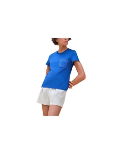 Футболка женская Hermes с узором на кармане, темно-синий Hermès